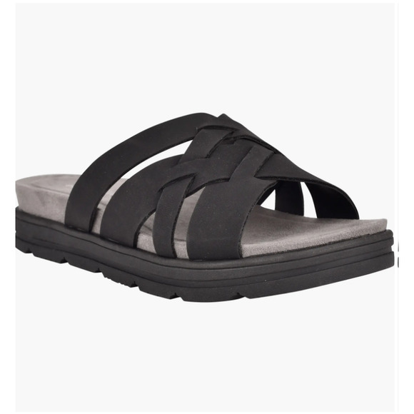 Easy Spirit Star Strap Slide Sandal in Black Synthetic‎ Size 10 M NEW - Picture 1 of 7